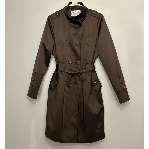EUC Max Mara Brown Taupe Trench Coat XL Belted Double Breasted Classic Outerwear - Picture 16 of 16